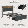 Bed Frame with Storage Headboard, Built-in Charging Station & LED Lights – Sturdy Platform Bed with Drawers 2