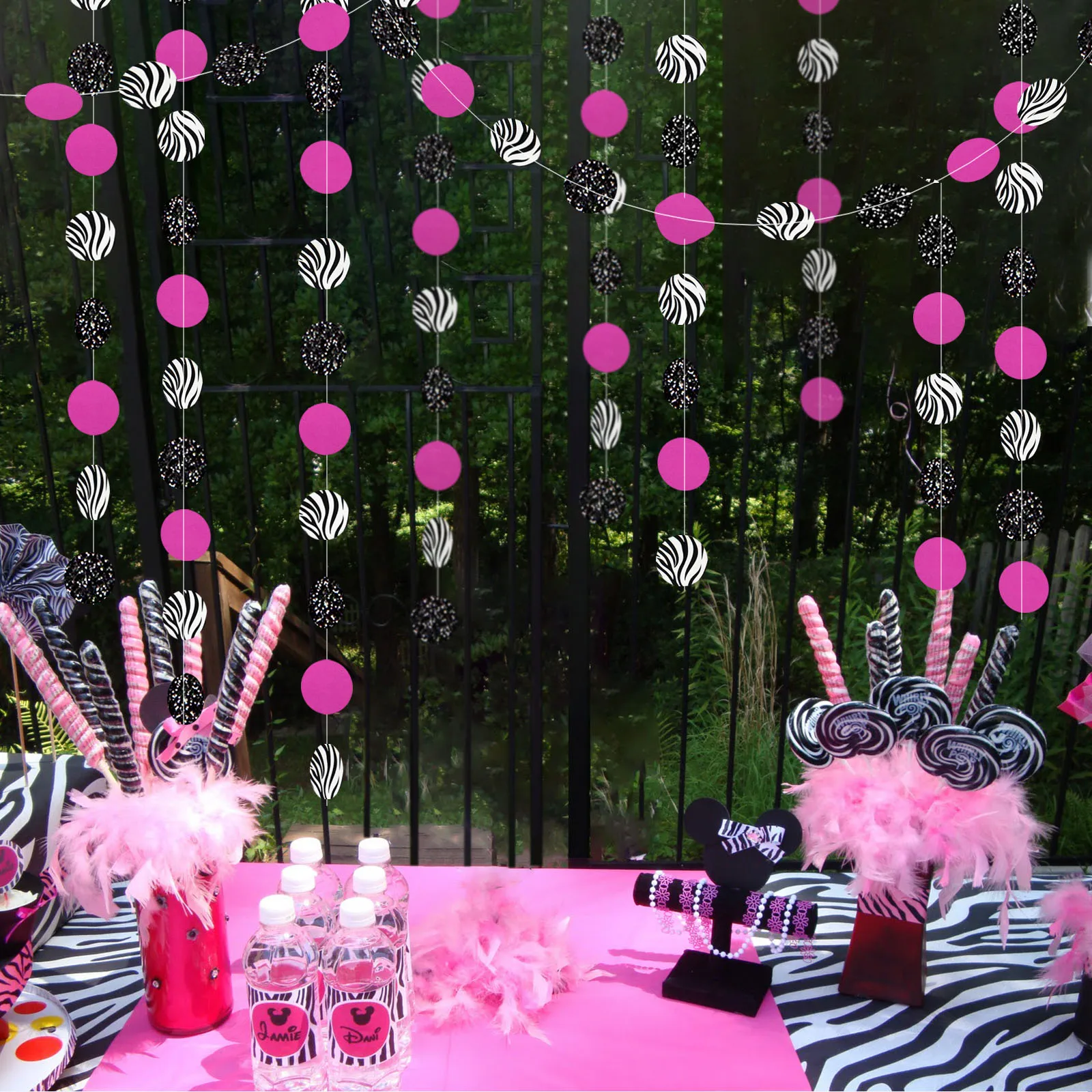 13 Fuß grau blau grün silber Papier Kreis Girlanden Dekorationen für rustikale Hochzeit Geburtstag Party Dekor Wandbehang Punkte Streamer – Detail 24