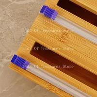 Bamboo Organizer Food Film Dispenser Wrap Dispenser with Cutter Storage Box Aluminum Foil Stretch Film Cutter Kitchen Accessorie 6