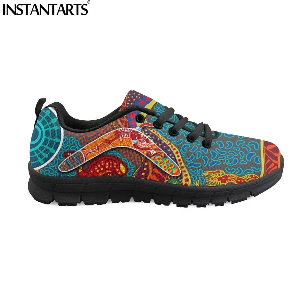 Australia Aboriginal Art Lace-up Mesh Sneaker Shoes For Women New Fashion Ladies Couple Flats Comfort Light Footwear