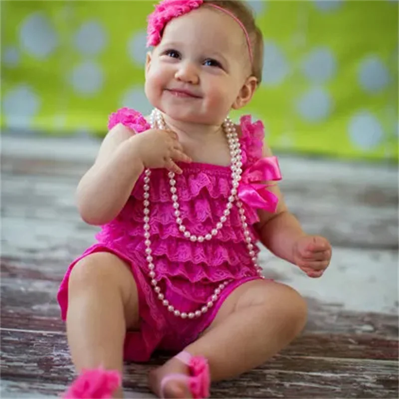 Cute Girls Clothing Baby Lace Rompers Toddler Infant Jumpsuits Ruffle Romper Baby Birthday Party Outfit 1