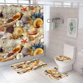 Beach Shell Shower Curtain Set 1