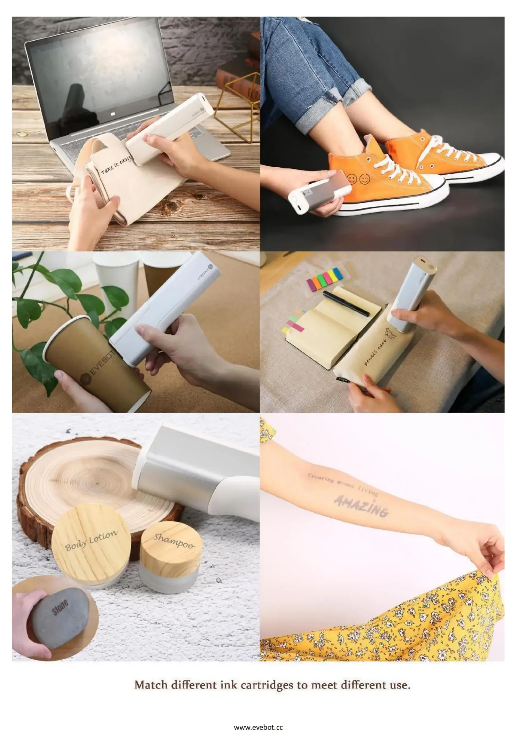 EVEBOT  커피 패턴 잉크젯 프린터, 금속 하우징, 카트리지 제거가 용이, 인쇄 범위 26*100mm, 휴대용 가정용 프린트 펜
