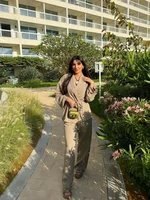 كارديجان كيمونو نسائي أحادي اللون وبناطيل ، برباط ، بلوزة برقبة على شكل حرف V ، بنطلون مستقيم ، موضة الربيع ، أزياء الصيف ، سيدتى ، بانتين ، 1