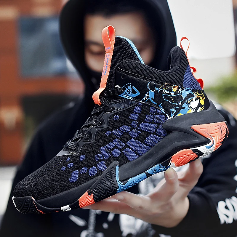 

High Quality Comfortable Breathable Basketball Shoes 2023 Spring New Mens Sports Shoes Fashion Anti-slip Rubber Outsole Shoes