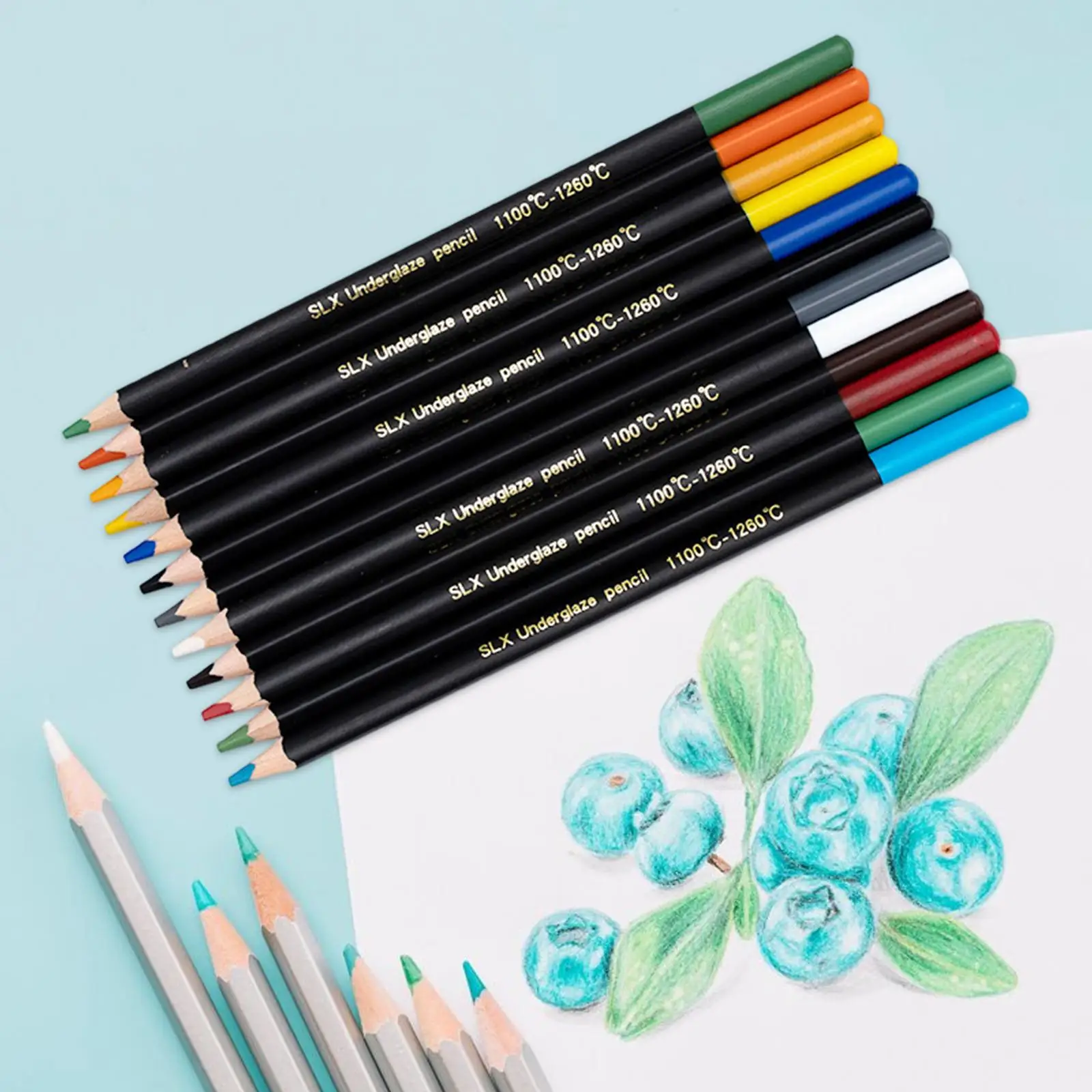 

Colored Pencils with Eraser Oil based Soft Core with Case 12 Color for Coloring Books Art Supplies Artist Painting Shading