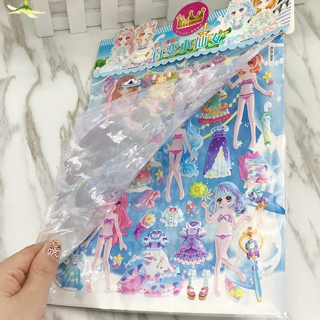 Grande tamanho 3d inchado adesivos bonitos para crianças, princesa  vestir-se do traje da menina brinquedos do dobro-deck kawaii papel bonecas  festa brinquedos presentes - AliExpress