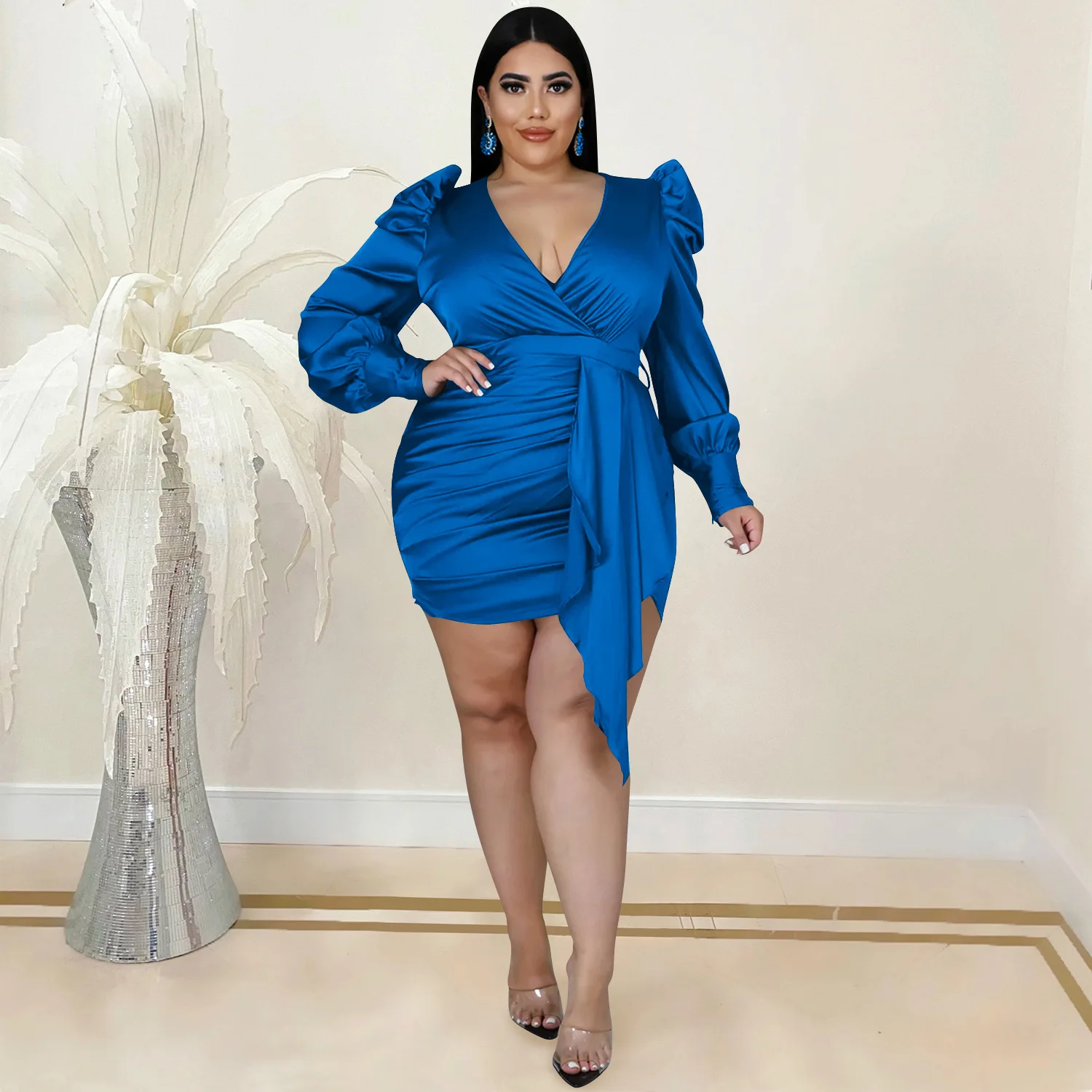 Plus Size Women Dinner Dress Puff Sleeve Party Dress Female Fashion Elegant Evening Gowns Casual Luxury New Outerwear Clothes