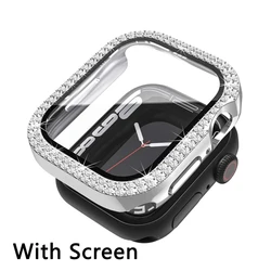 Luxurious Bling Diamond Apple Watch Screen Protector & Bumper Case with Tempered Glass for 41mm series 9-8-7 (07)