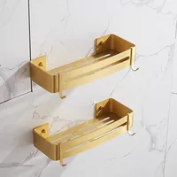 Tuqiu Brushed Gold ห้องน้ําชั้นวางติดผนังชั้นวางมุมอลูมิเนียมชั้นวางของอาบน้ําแชมพูผู้ถือชั้นวางมุม 4