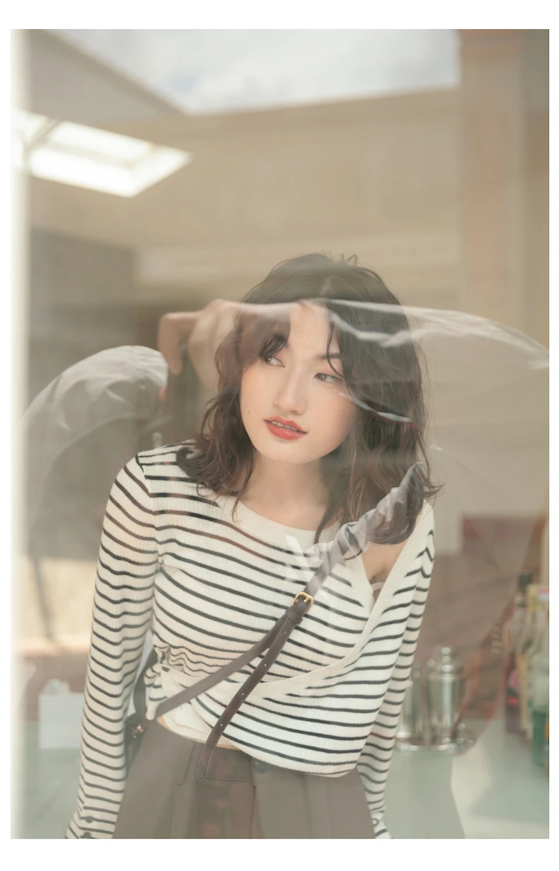 Primavera e Outono Fino de Mangas Falso de Duas Camisola Listrada Feminina Pulôver Coreano Ins Compridas Peças Mulher Camisolas Jumpers 2022 34 outono coreano ins fino de mangas compridas