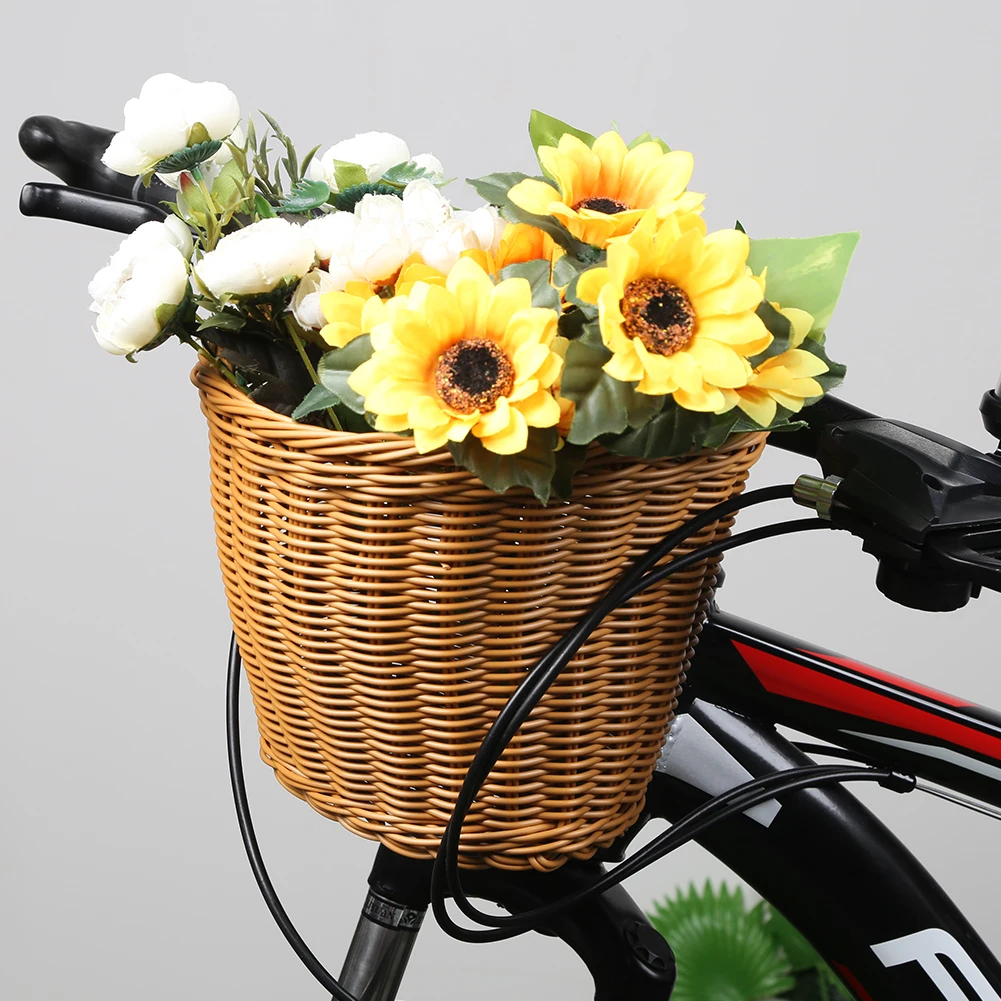 Description Picture 6 of itemBraided Bicycle Basket Bicycle Bell Removable Imitation Rattan Bicycle Basket Waterproofing Bicycle Imitation Wicker Basket