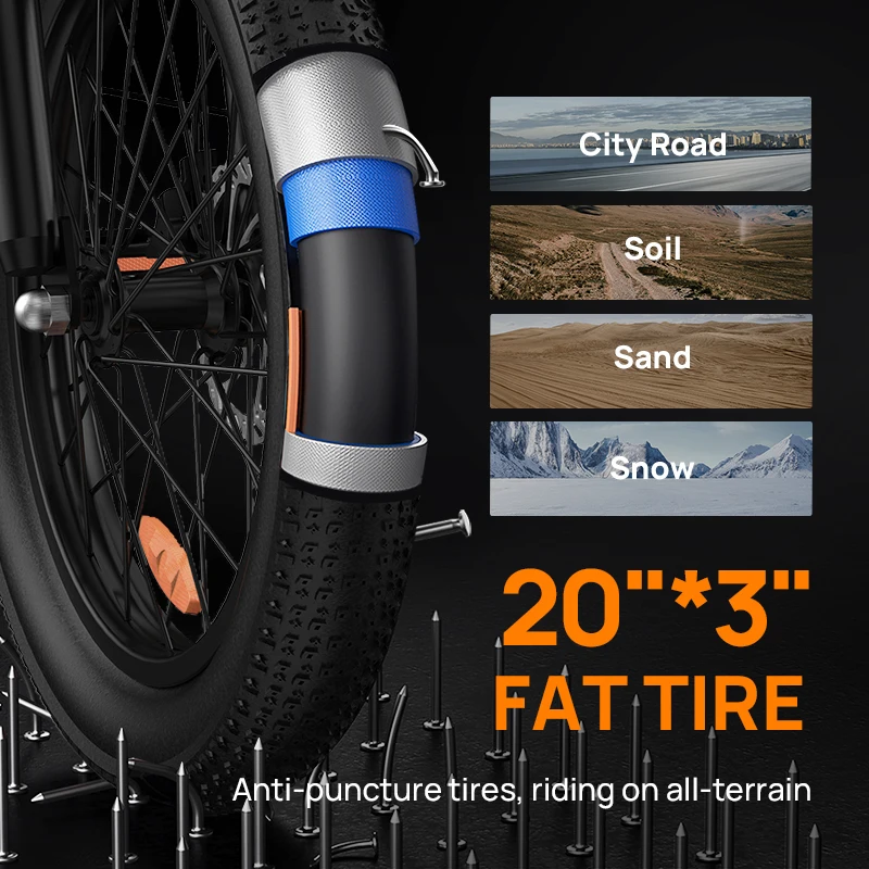 URLIFE E20 E-Bike für Erwachsene, 250W Motor, Elektrofahrrad, 48V 13AH, 20 Zoll Reifen, City-Commuter-Elektrofahrrad – Detail 17