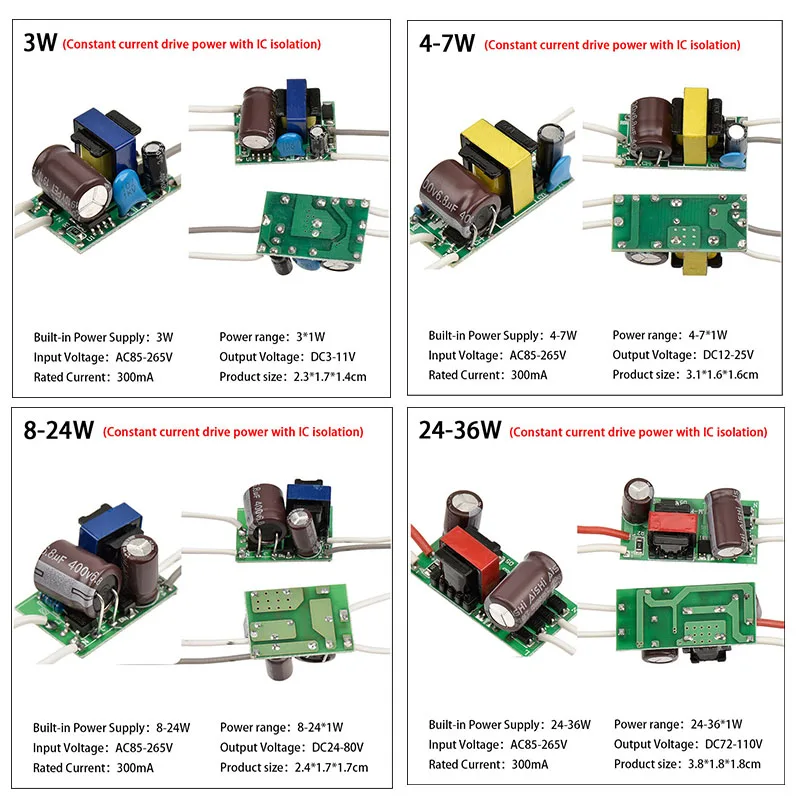ZHMZH 10 / AC85-265V LED ̹ 3W 4-7W 8-24W 24-36W IC  ̹ 300mA    ġ Ʈ Ʈ