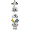 Stainless Steel Corner Shower Caddy Tension Pole Organizer Bathroom Shelf Stand Bathtub Storage Rack Non-Slip Design Rustproof 1