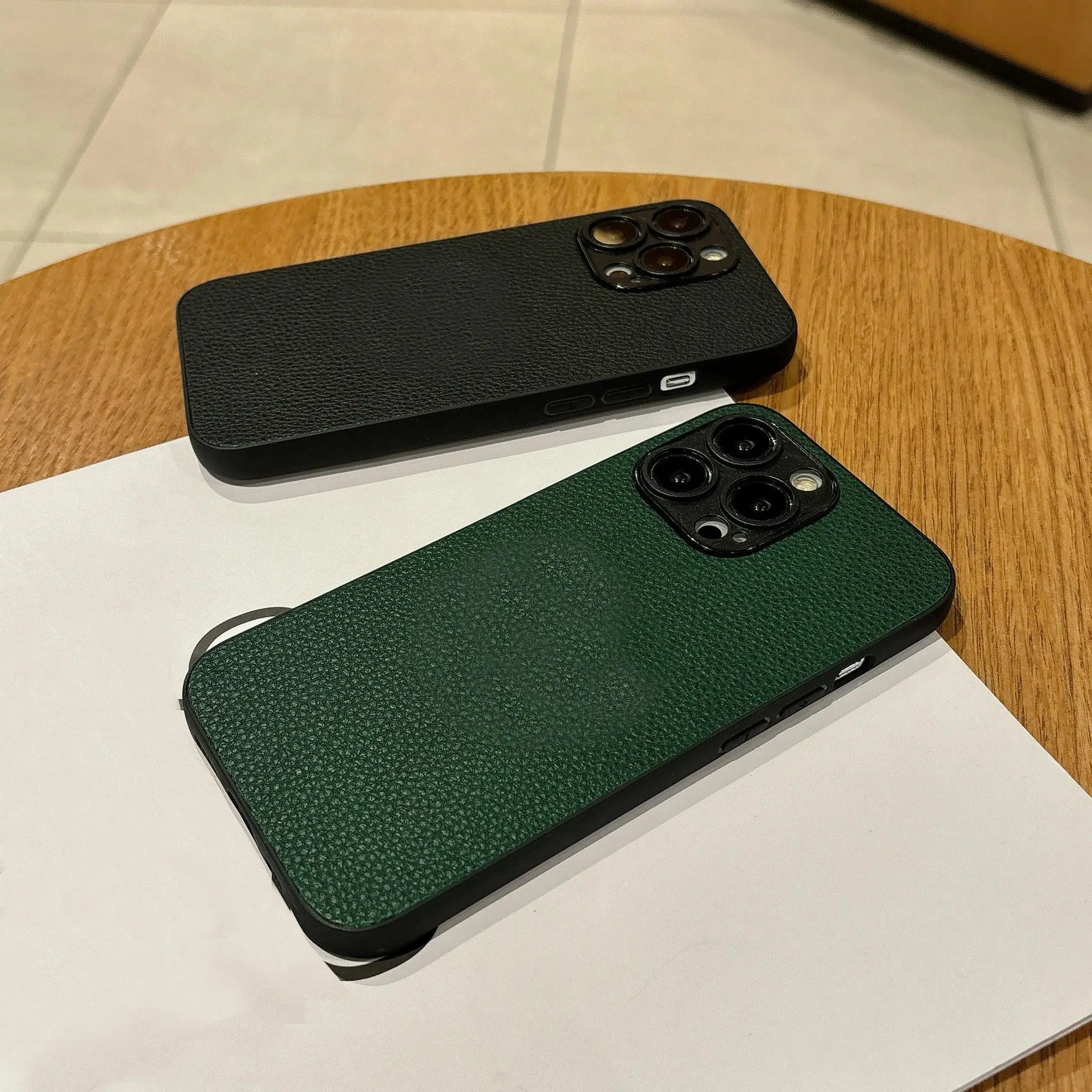 Elegant Lychee Pattern Leather Soft Phone Case - Shockproof and Anti-drop Design