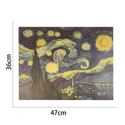 Starry Night Retro Impressionist Wall Art - Van Gogh Style Decorative Poster for Home and Office Decor (Starry Night)