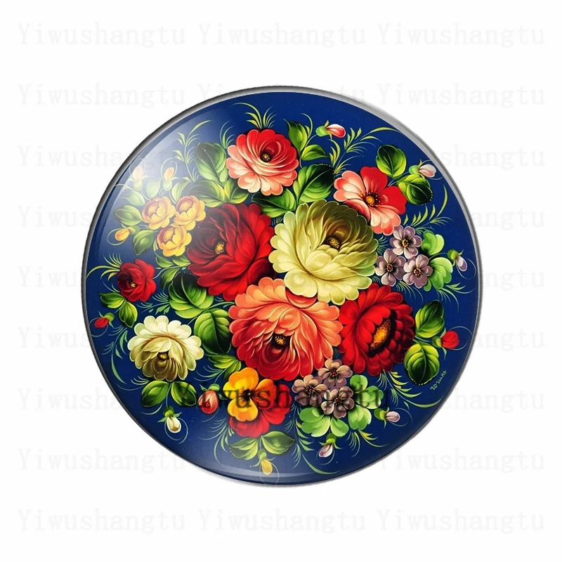 Elegant Red Rose Flower Glass Cabochon