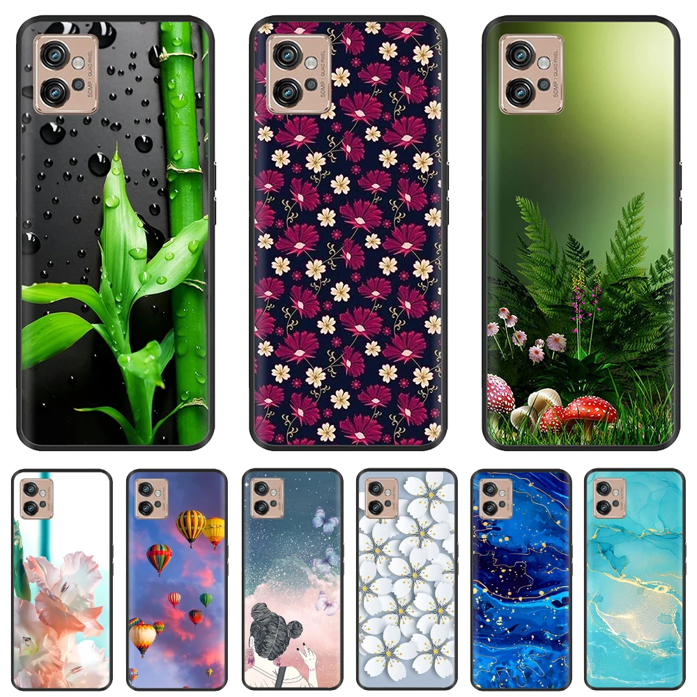 G32 Soft Cover Per Motorola Moto G32 Custodia In Silicone Verniciato Marmo Nero Paraurti Fundas Coque Per Motorola G32 G 32 Motog32 Cover