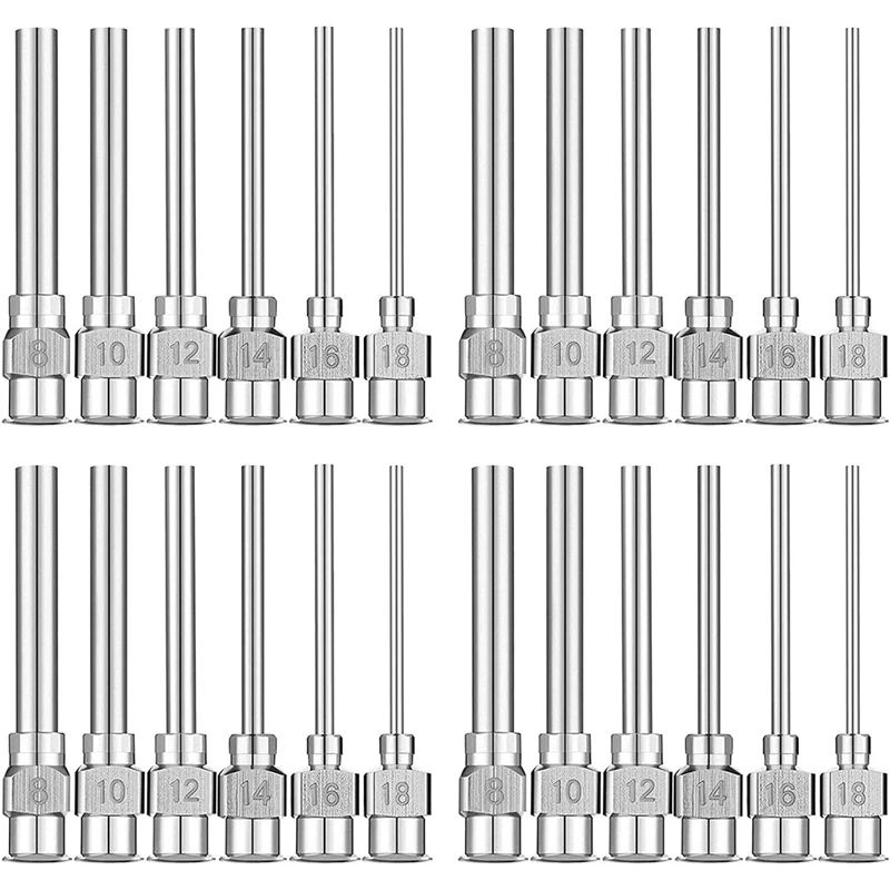 

New 24 Pieces Dispensing Needle 1 Inch Stainless Steel Blunt Tip Luer Lock Blunt Needles (8,10,12,14,16,18Gauge)