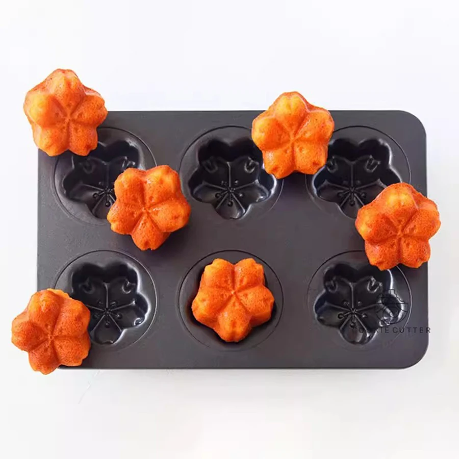 6 Cavity Cherry Blossom Flower Shape Carbon Steel Madeleine Muffin Cake Pan Bread Mousse Cake Baking Accessories Kitchen Mold
