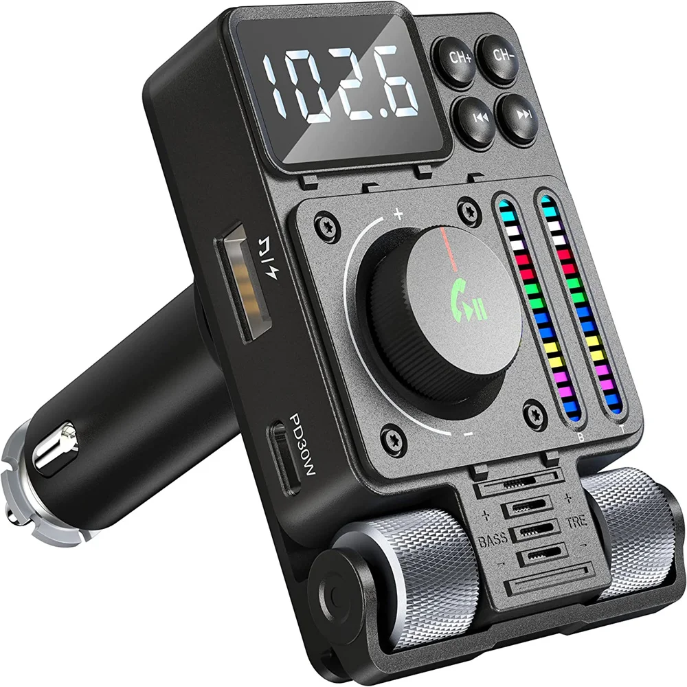 Bluetooth Audio Adapter FM Transmitter Car MP3 Player Bluetooth 5.3 Car Wireless FM Transmitter Radio Adapter PD30W QC3.0 Fast Charging Car MP3 U Disk Music Player Accessories bluetooth audio adapter,fm transmitter,car mp3 player
