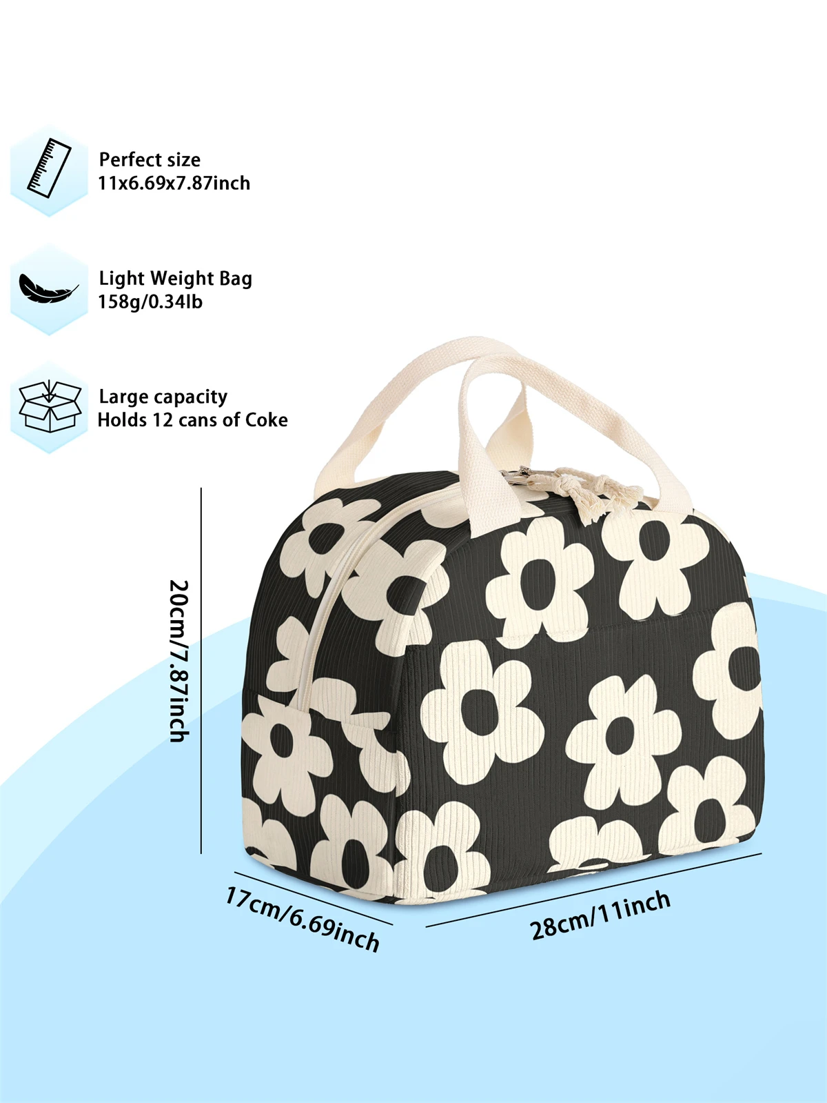 1pc- insulated lunch box bag thickened student portable lunch bag