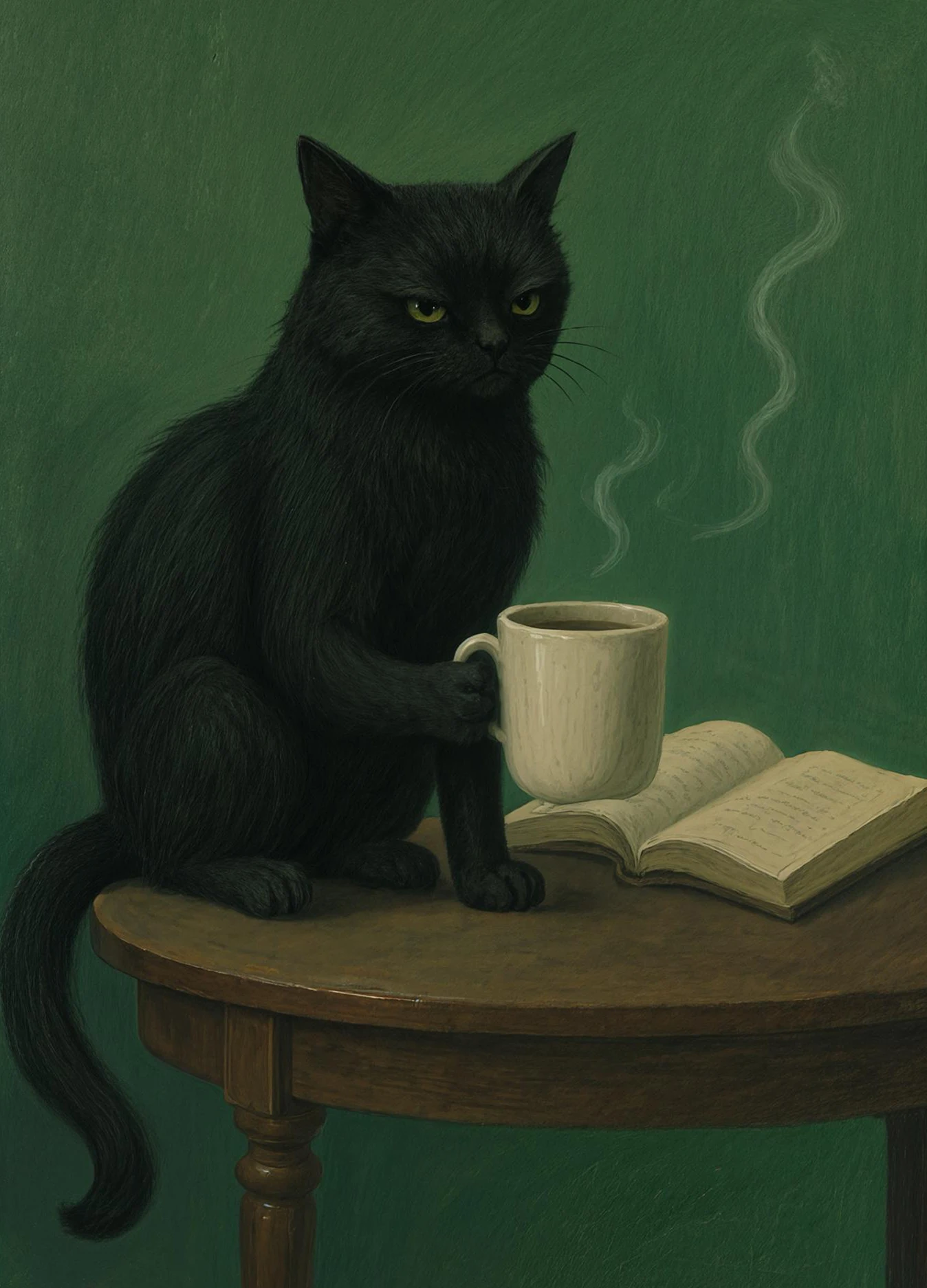 Charming Black Cat & Desserts Art Canvas