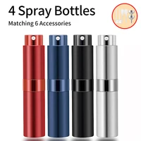 4PCS+6 Accessories Perfume Atomizer Refillable with 5 Spray Bottles, 2 Aluminum Funnel, 2 Dispensing Shenanigans, 2 Spring Straw 1