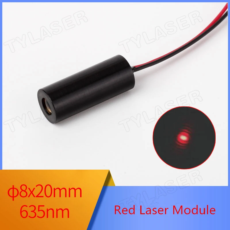 

High End Glass Len 8x20mm 635nm 1mW 5mW10mW Red Dot Laser Diode Laser Module Industrial Grade APC Driver for Woodworking Machine