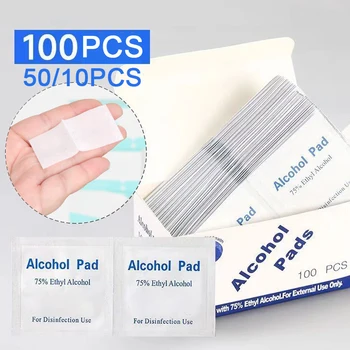 10/100Pcs Car Detailing Disposable Alcohol Disinfection Cotton Pad Wash Care Phone Cleaning Wiper Screen Glasses Cleaning Cotton 1