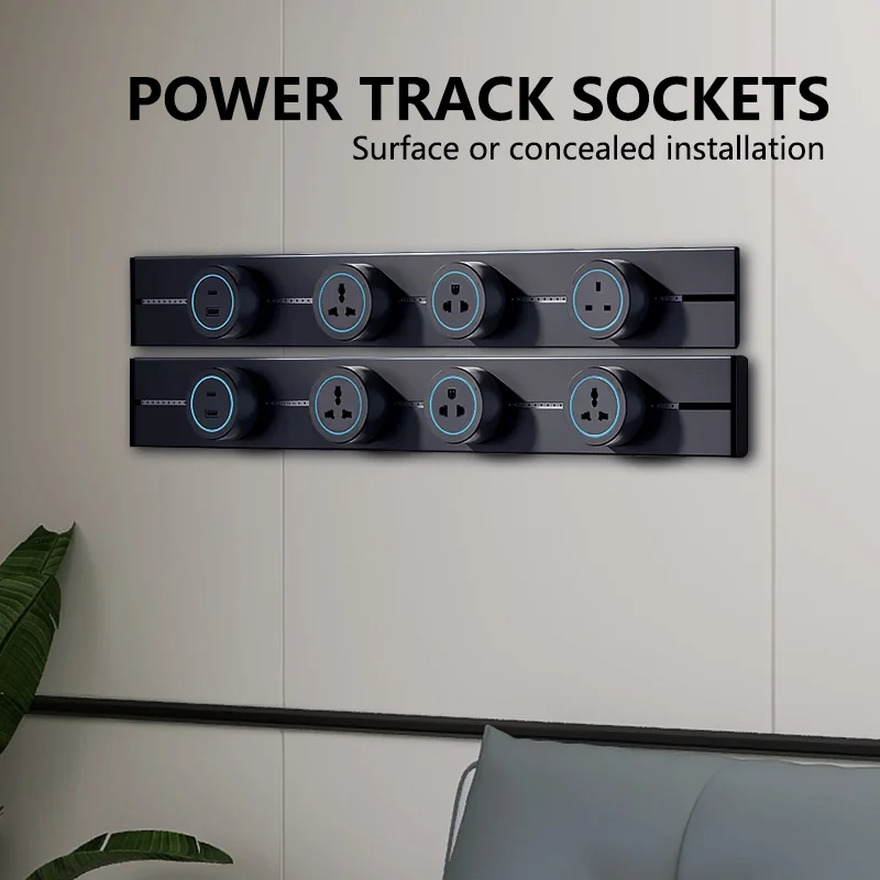 Wall power rail socket, kitchen aluminum expansion socket 40cm 50cm, built-in socket on countertop Wall power rail socket, kitchen aluminum expansion socket 40cm 50cm, built-in socket on countertop