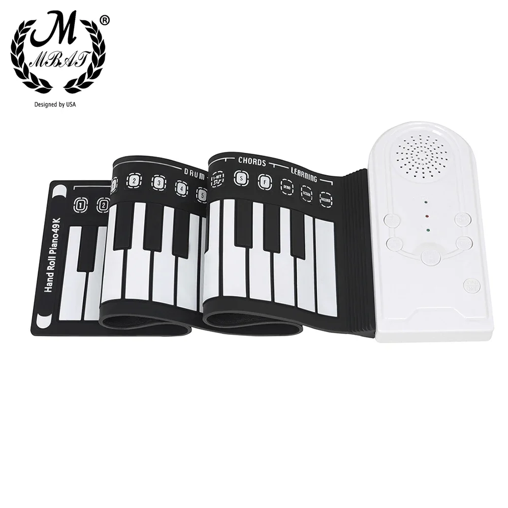 

M MBAT 49 Keys Fold-able Electronic Piano Midi Keyboard Instrument Hand Roll Up Flexible Piano With Horn Musical Educational Toy