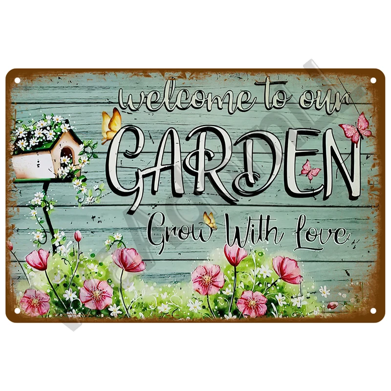 Retro Blumen Vogel Metall Zeichen Garten Dekorationen Wand Kunst Wandbild Vintage Zinn Zeichen Hause Platte Zimmer Dekor Garten Malerei Geschenk Bauernhof – Detail 4