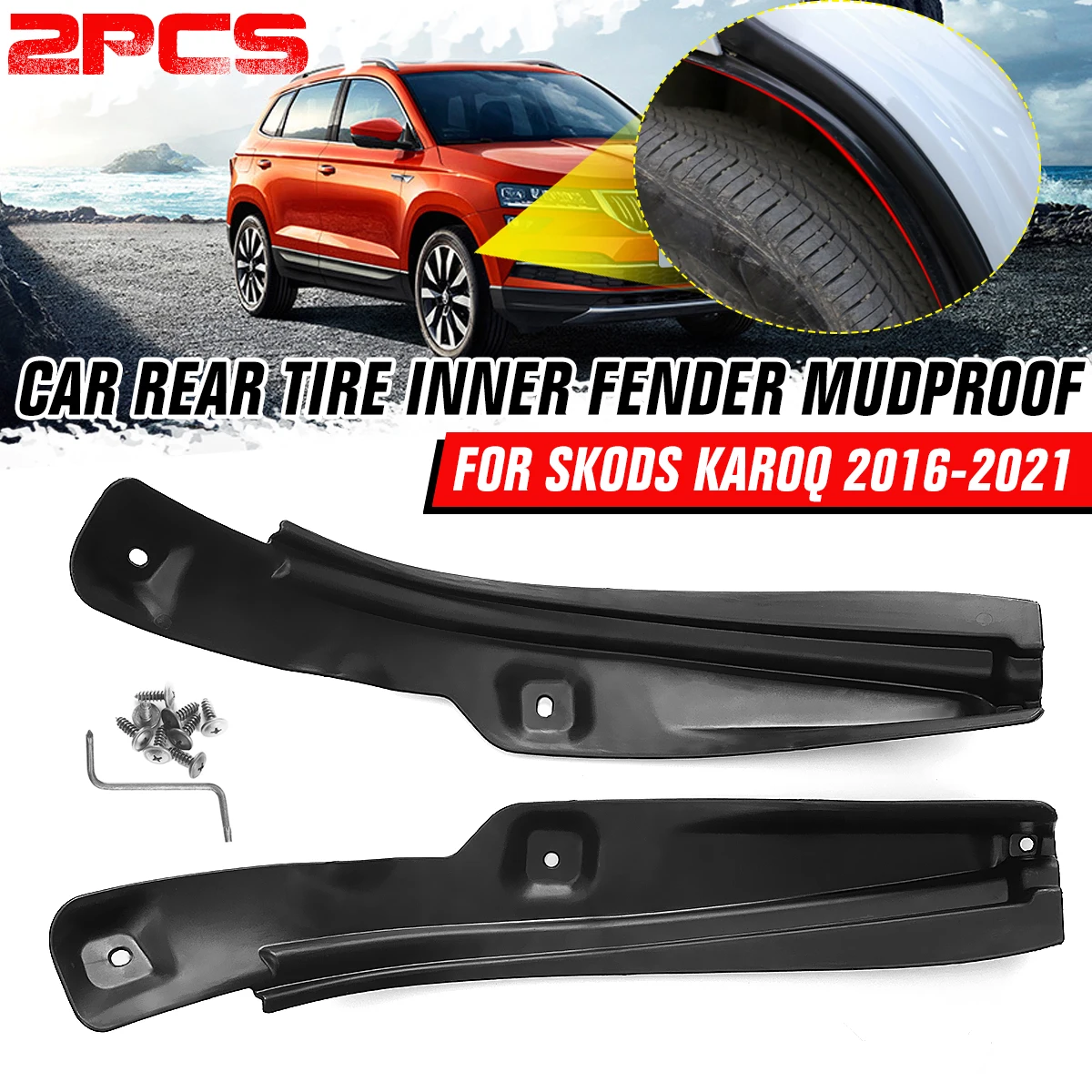 

2Pcs Fender For Skoda Karoq 2016 2017 2018 2019 2020 2021 Car Mudguard Anti Dirt Cover Front Rear Tire Mat Modification