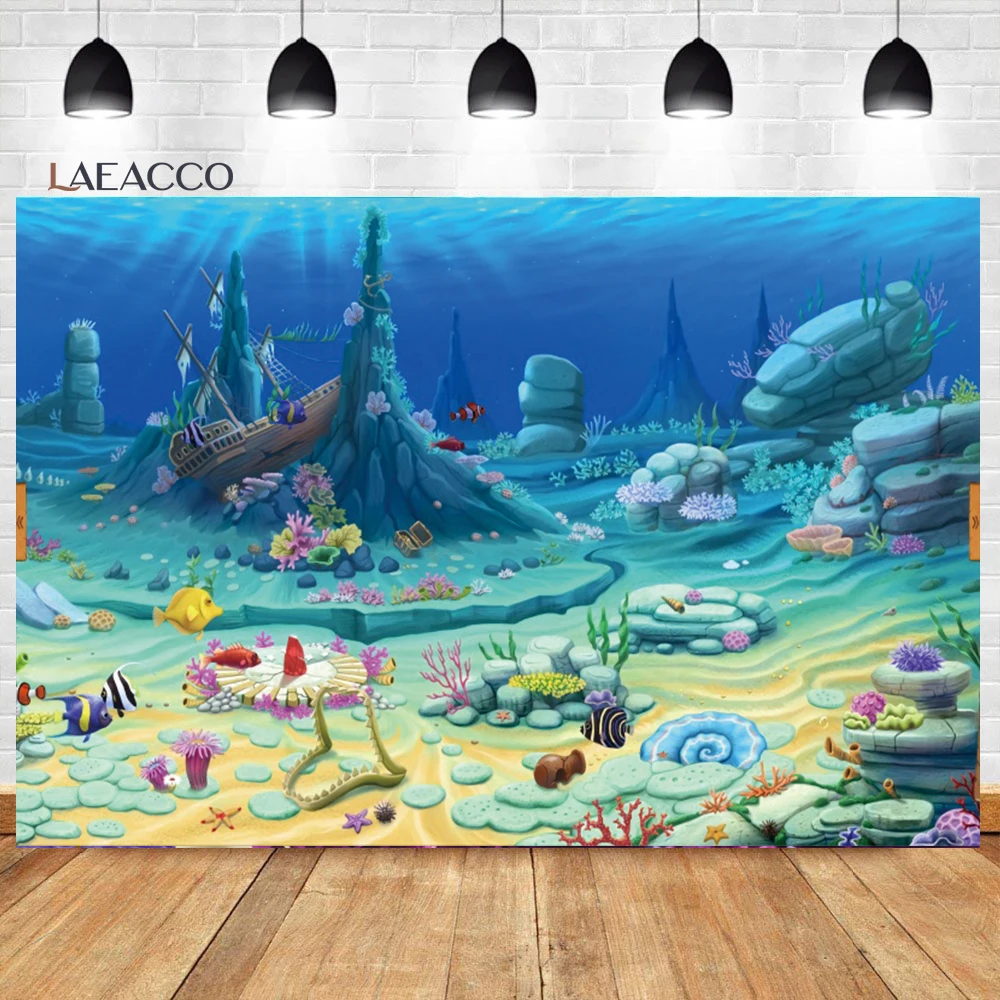 Little Mermaid Newborn Photo Background Underwater World Coral Seaweed Birthday Photography Backdrop For Photo Studio