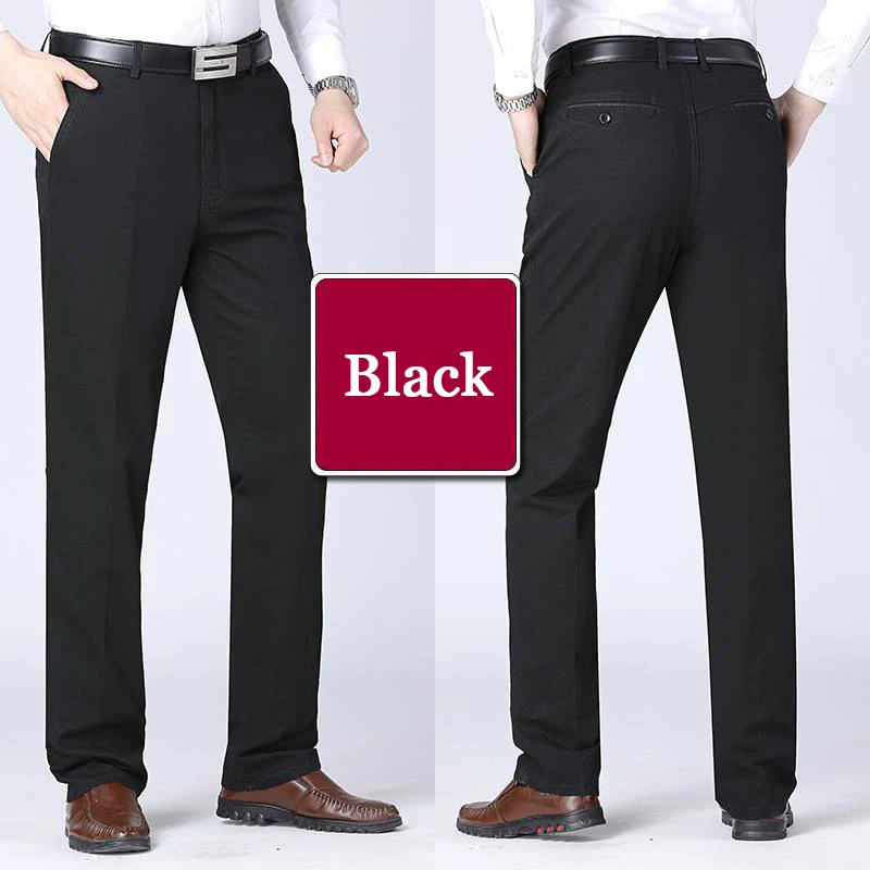 Herren-Sommer-dünne Business-Hose, Herbst, klassisch, lässig, 100 % Baumwolle, modisch, Stretch, solide, bequeme, elastische, gerade Hose – Detail 2