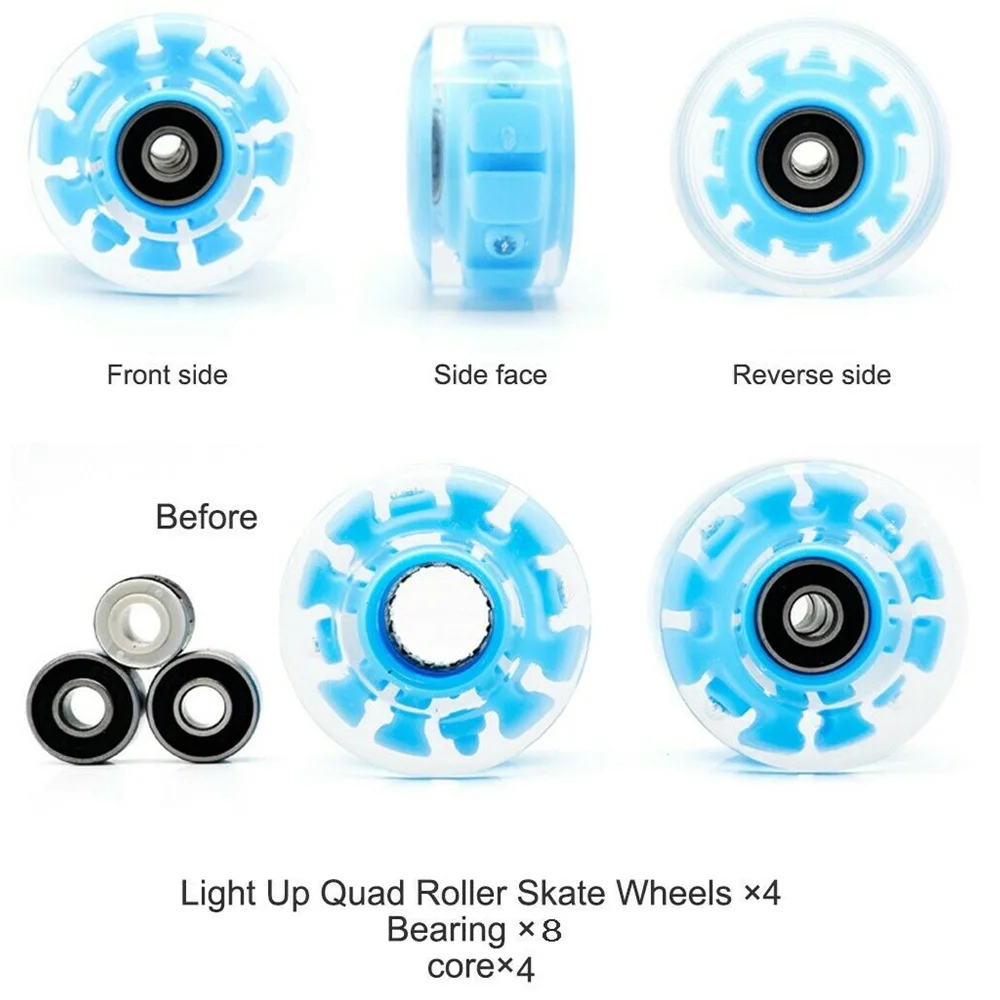 Luminous Roller Skating Wheels Flashing Skates LED Lighting Skating Wheel Flash Wheels Sliding Roller Shoes Wheel 4/1Pcs