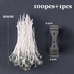 Eco-Friendly Pre-Waxed Cotton Candle Wicks with Metal Tabs (20cm set x Holder)