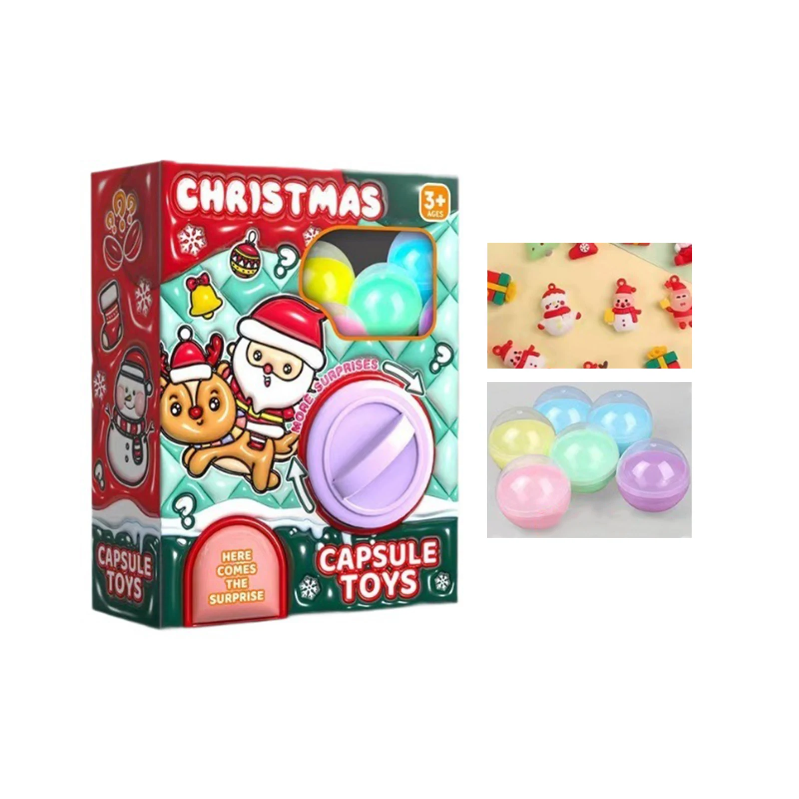 Christmas Egg Kids Toys Gashapon Machines with 6pcs Random Capsule Toys Egg Twisting Machine Cardboard Box Surprise Blind Box 6