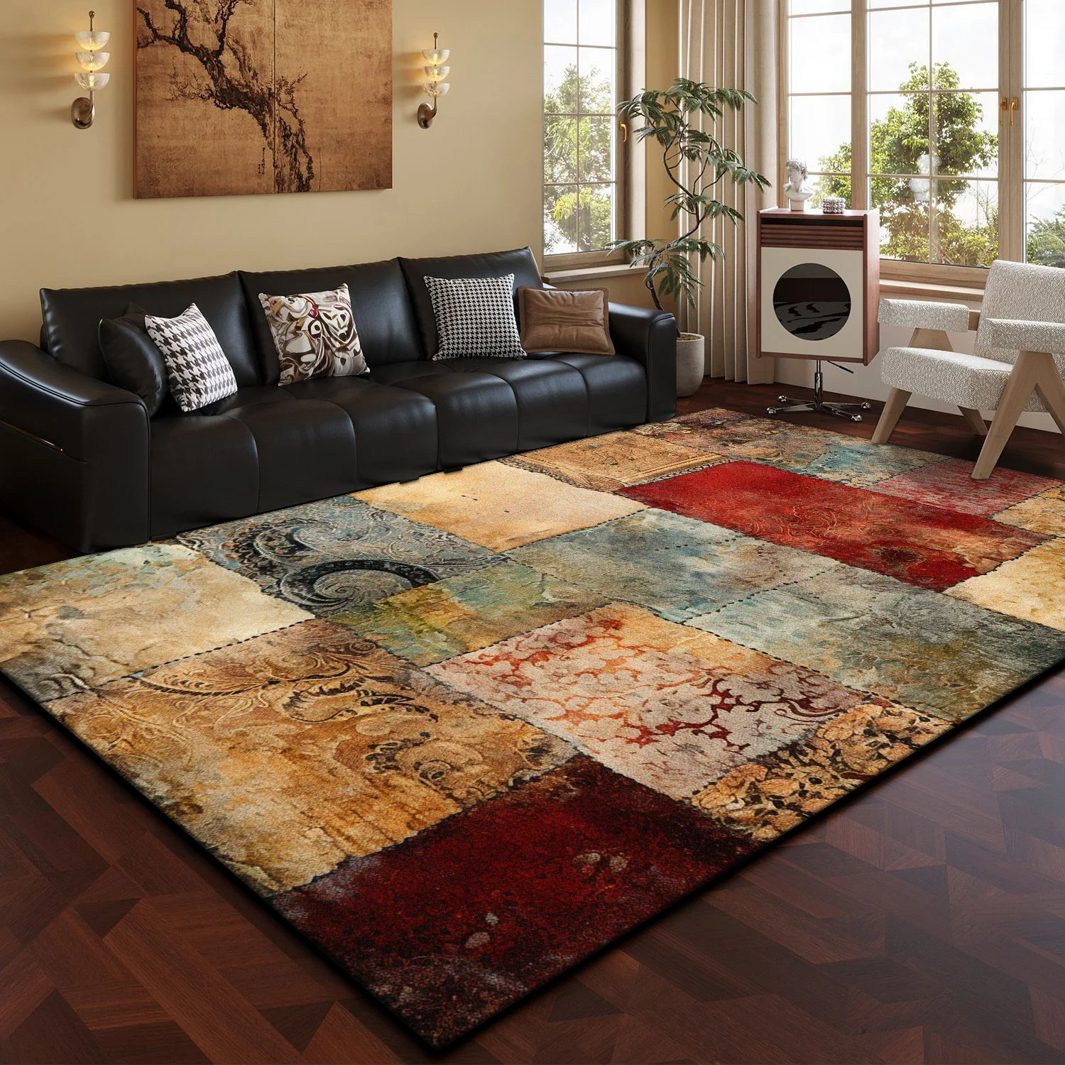 Modern Abstract Style Decorative Rug for Living Room Antiskid Study Bedroom Large Carpet Room Decoration Home Mats Soft Washable