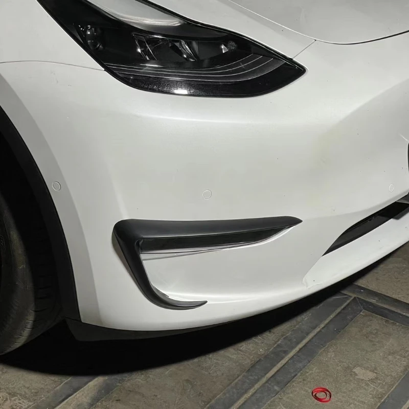 Front Bumper Cover Wind Knife for Tesla Model 3 Y ABS Glossy Black Fog Lamp Trim
