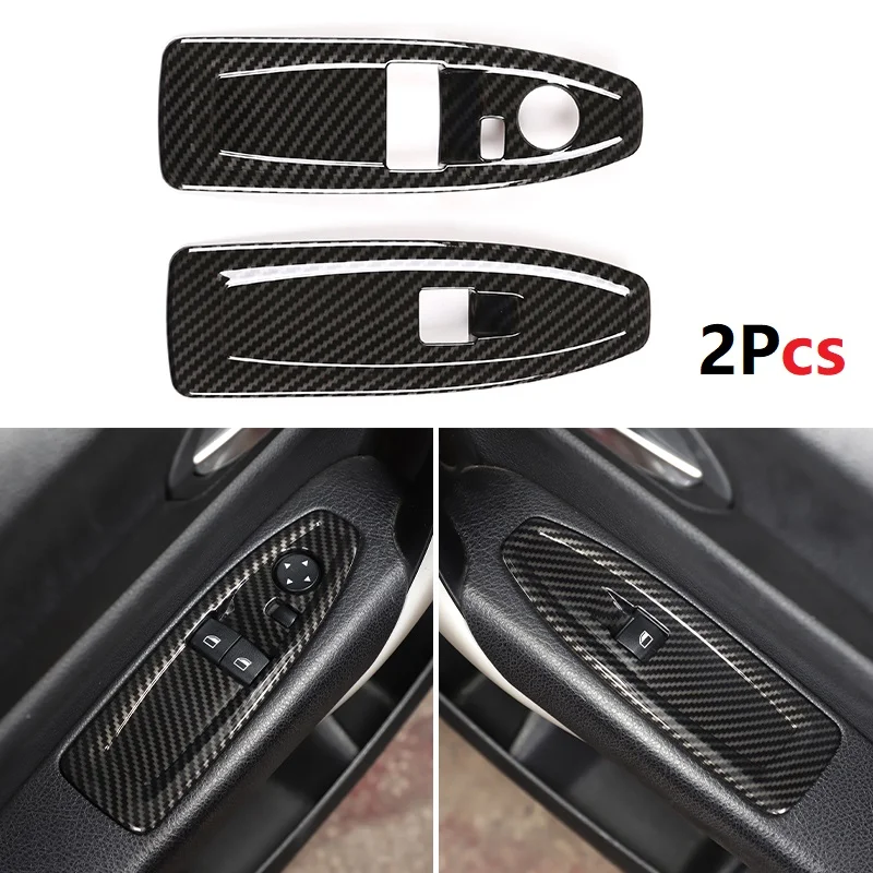 

Car Glass Lift Switch Panel Decorative Frame 2PCS Carbon Fiber Style For BMW 1 2 Series F20 F21 F22 F45 F46 2014-2019