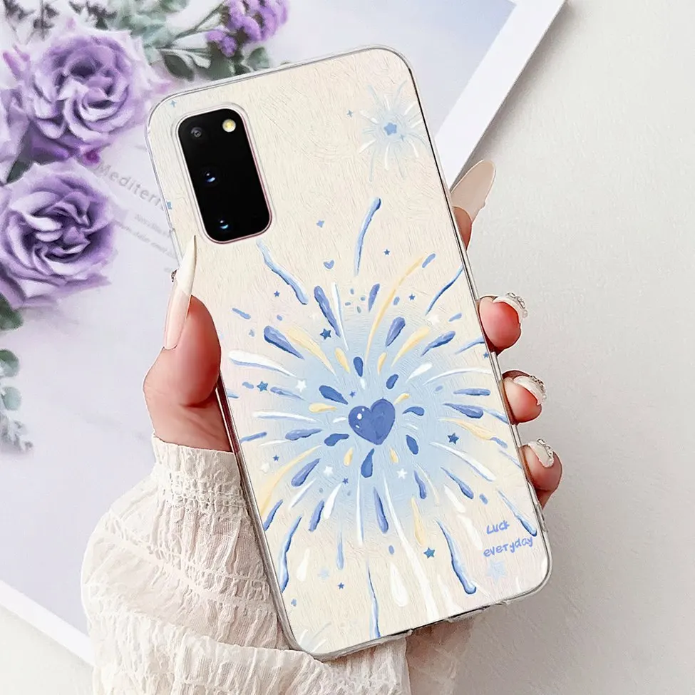 Clear Cute Cat and Fashion Flower Painted Phone Case Cover