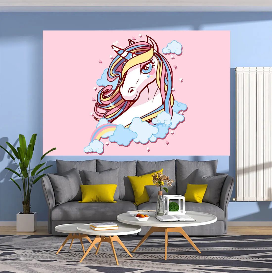 

QdDeco Lovely Unicorn Printed Wall Hanging Tapestries Fantasy Animal Background Cloth Yoga Mat Girls Bedroom Or Dorm Decoration