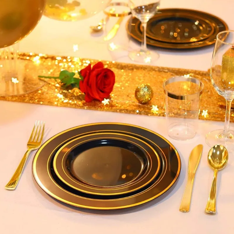 100PCS White Plastic Plates-10.25inch Disposable Dinner Plates-Premium Party&Wedding Plates