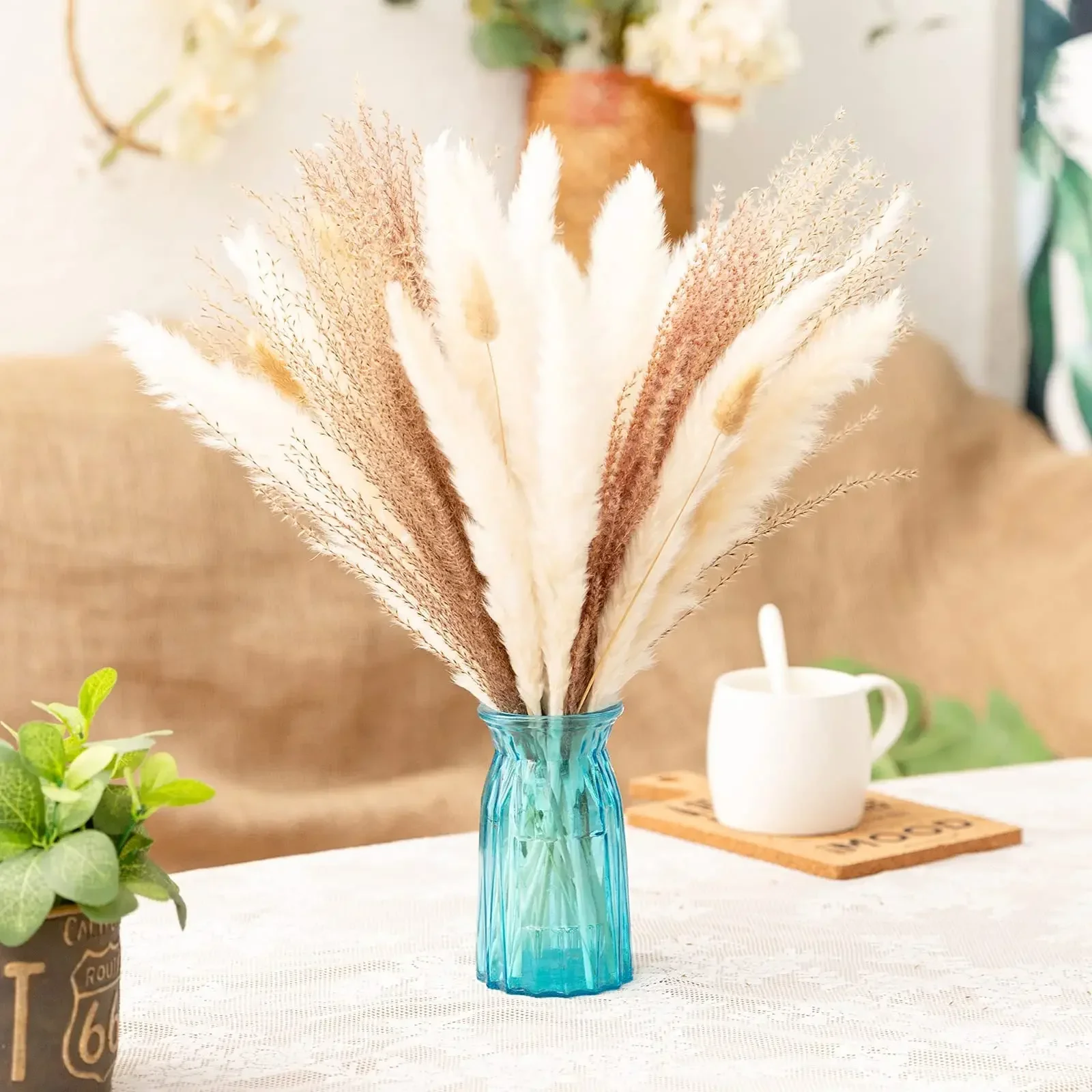 Decoração, Phragmites, Pampa, Flor Artificial, Decoração de Festa de Casamento, 15pcs