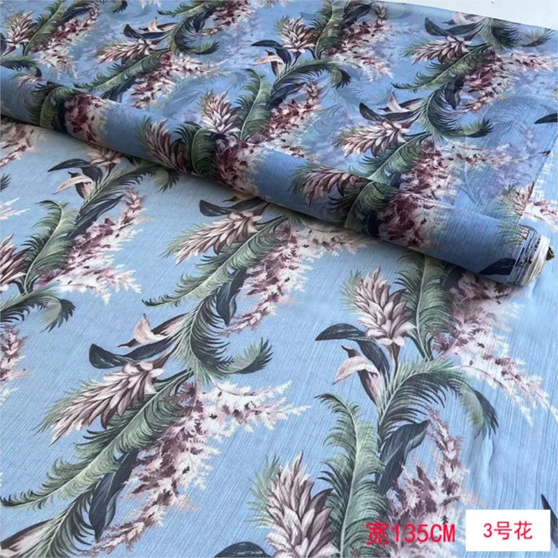 Summer printed silk pirouette cloth wide sun-protective clothing scarf dress skirt fabric