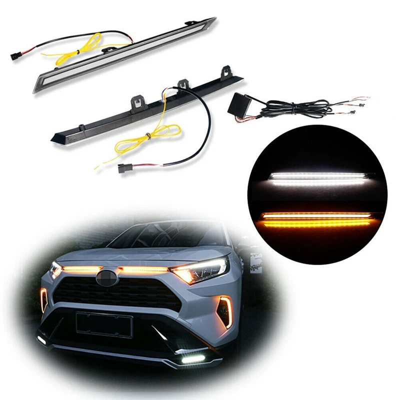 

Car Daytime Rnning Light Sequential Switchback LED Turn Signal DRL Lights For Toyota RAV4 2019-2021