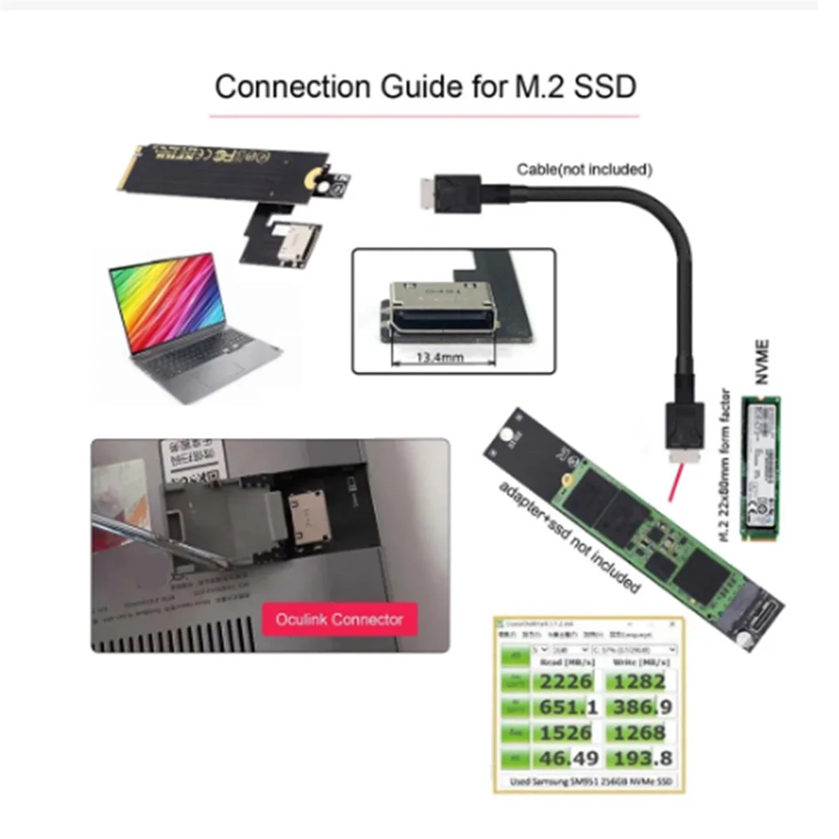 Oculink SFF-8612 to NGFF PCI-E 3.0 M.2 M-Ű ȣƮ , ThinkBook 14 +  ׷ ī  SSD